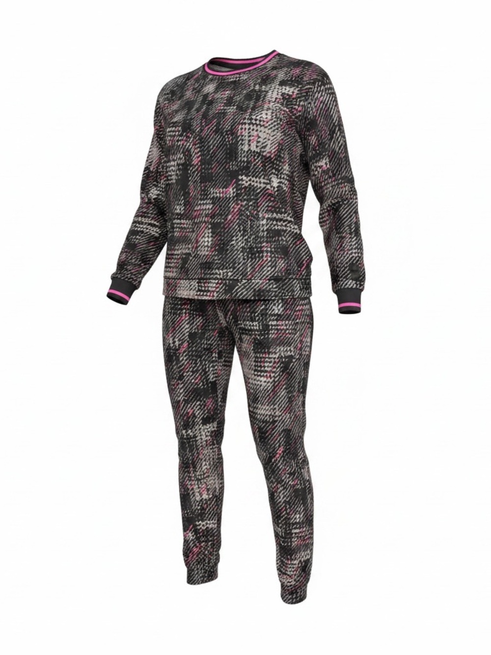 Simply Vera Vera Wang Black and Pink Printed Pajama Set